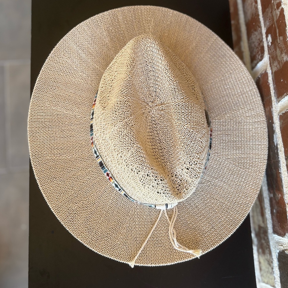 Sun 'N' Sand Beachy Natural Tan Sun Hat Colorful Tribal Band - Picture 8 of 11